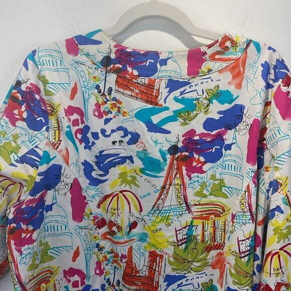 Liz&Me Open Blazer 3/4 Sleeve French theme novelty print 100% Cotton size 0X - Picture 8 of 13